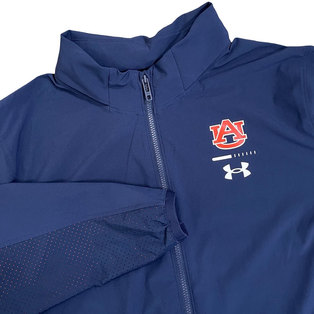 Under Armour Auburn Tigers Jacket Mens XL Navy Blue Full Zip Mock Neck Hooded